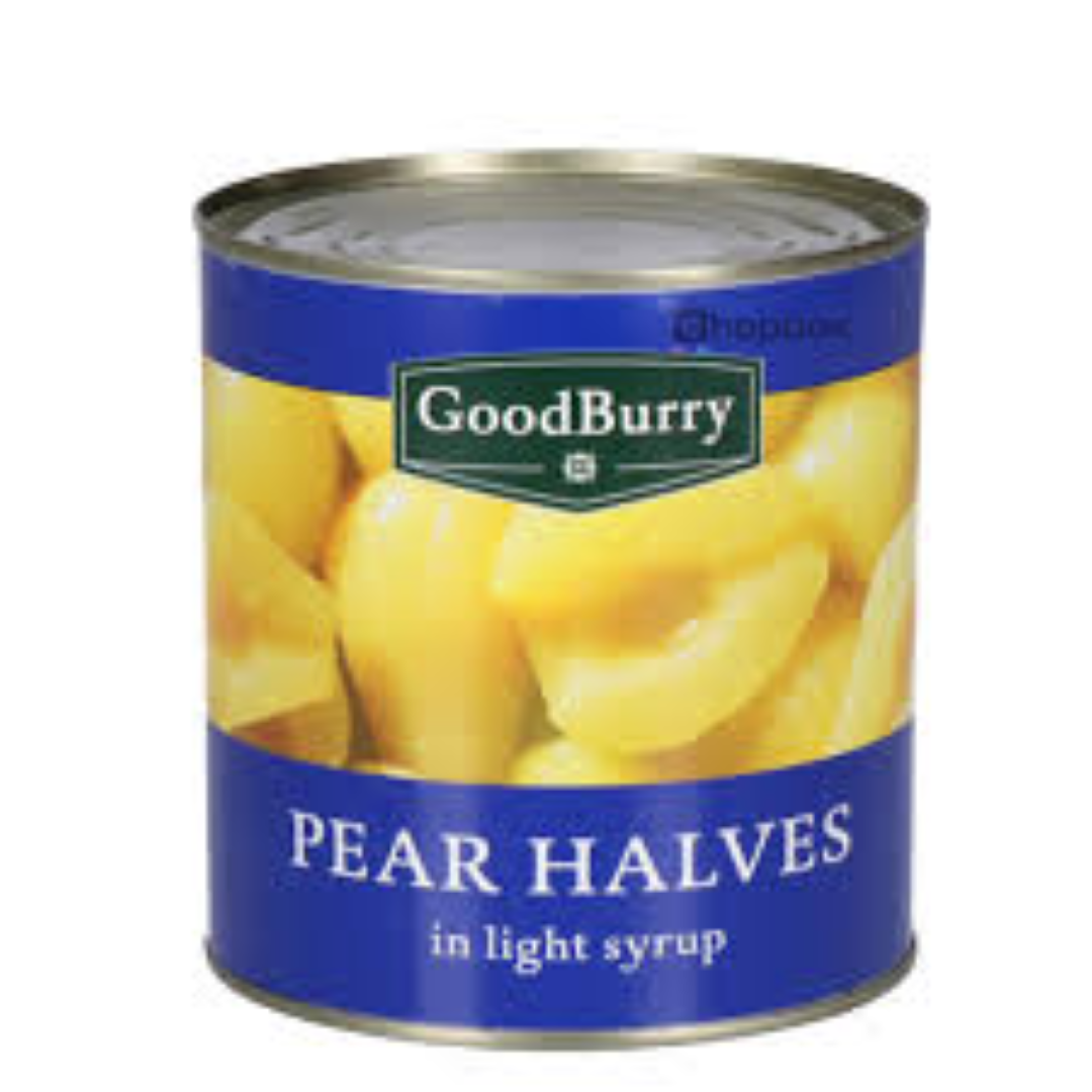 GOODBURRY PEARS HALVES IN LIGHT SYRUP 820G